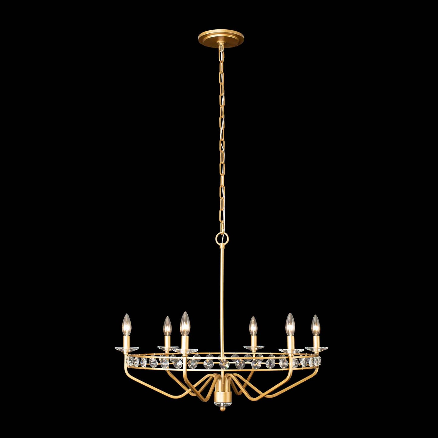 6 light 30 inch antique gold chandelier