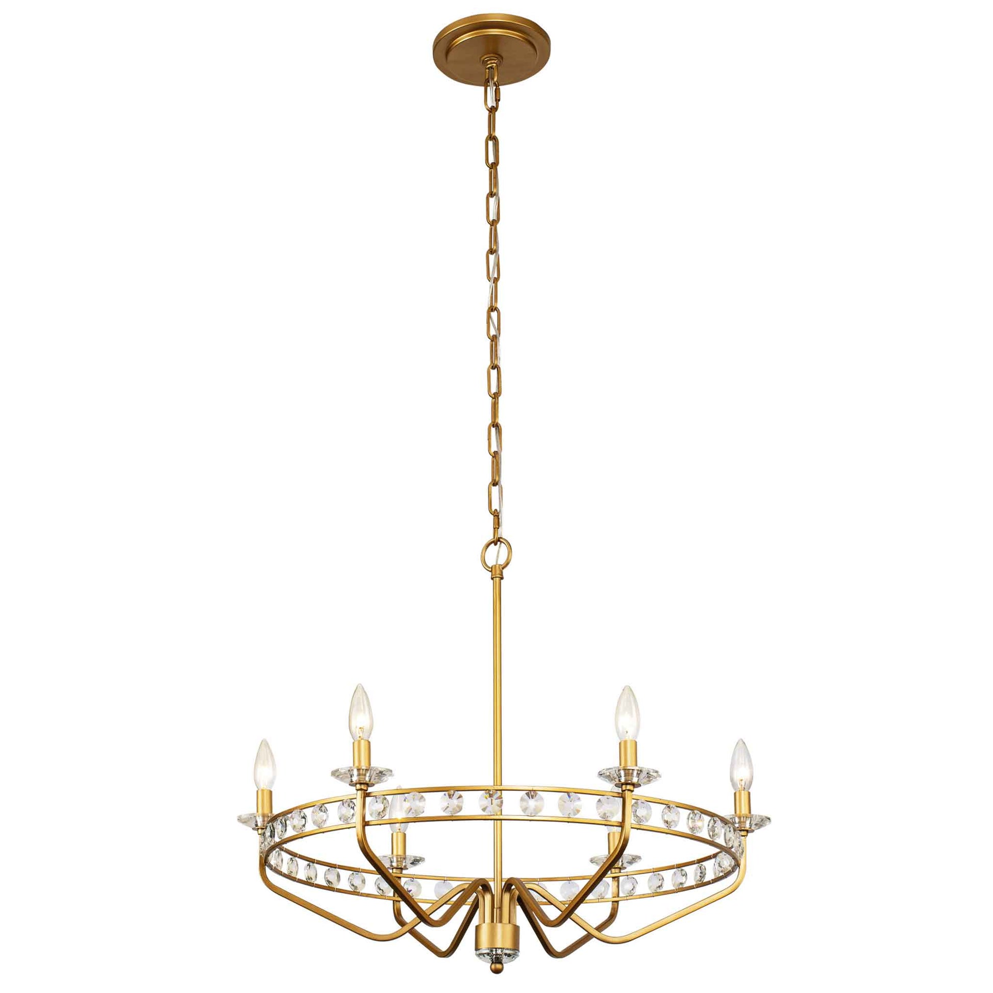 6 light 30 inch antique gold chandelier