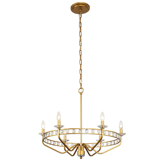 6 light 30 inch antique gold chandelier