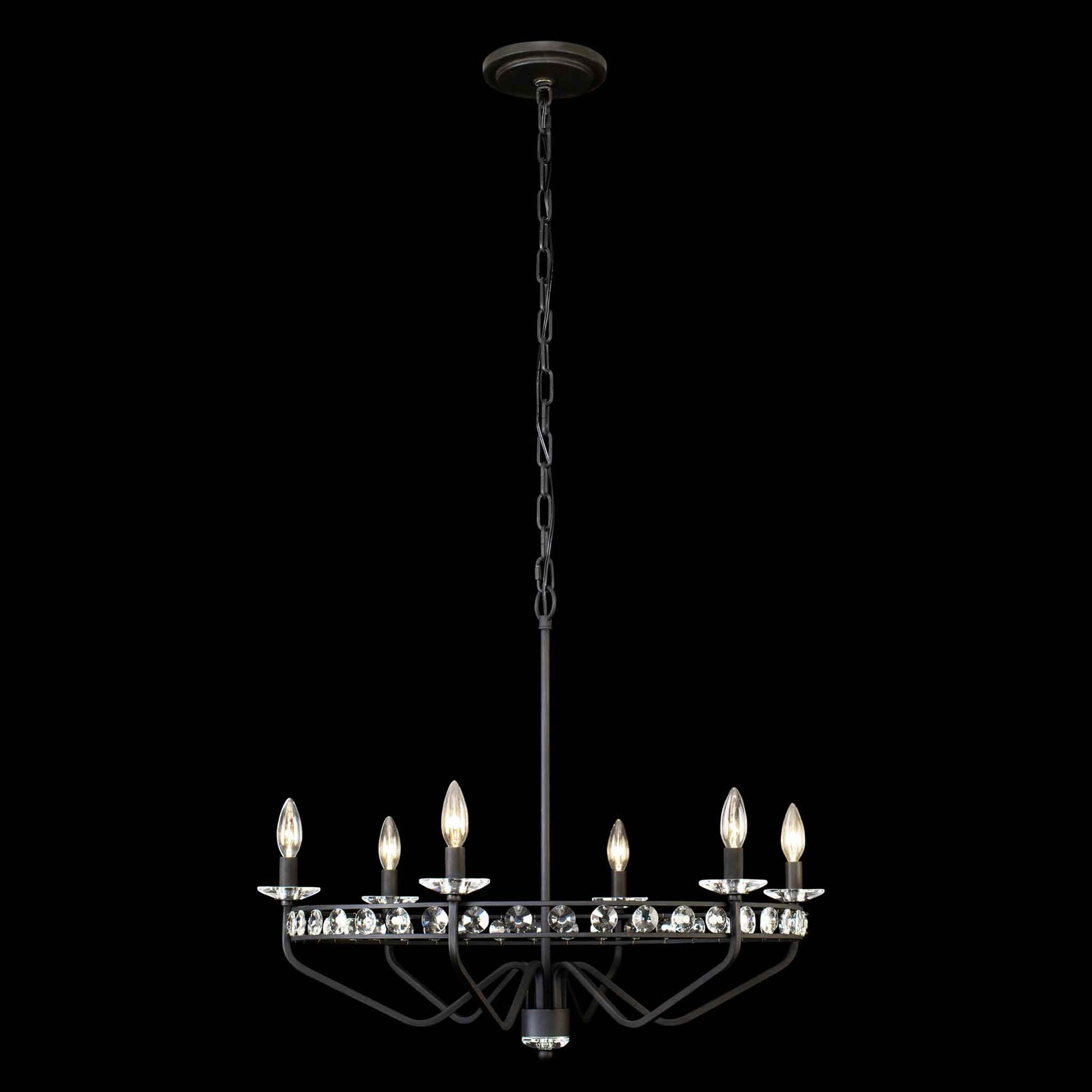 6 light 30 inch carbon chandelier