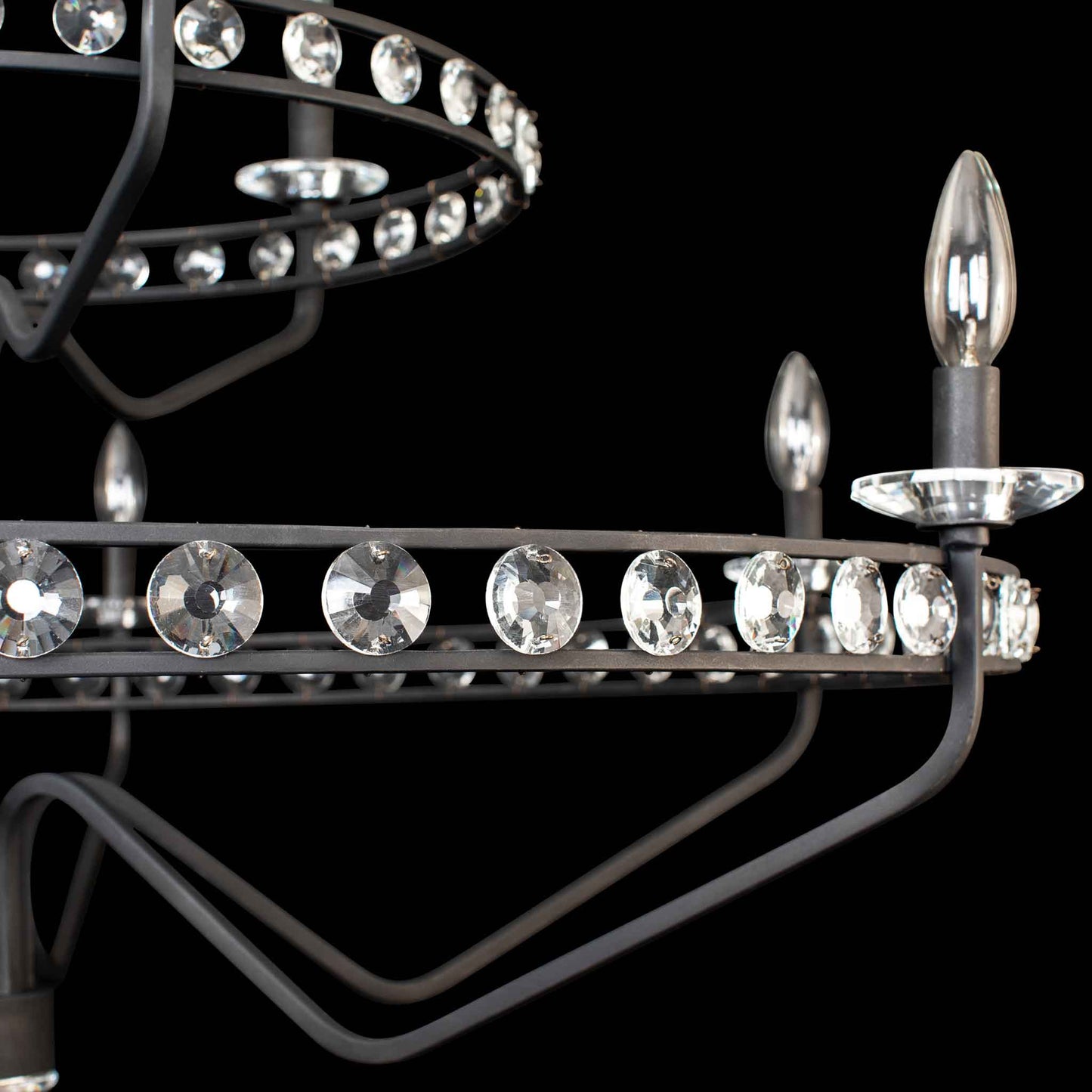 9 light 40 inch 2 tier carbon chandelier