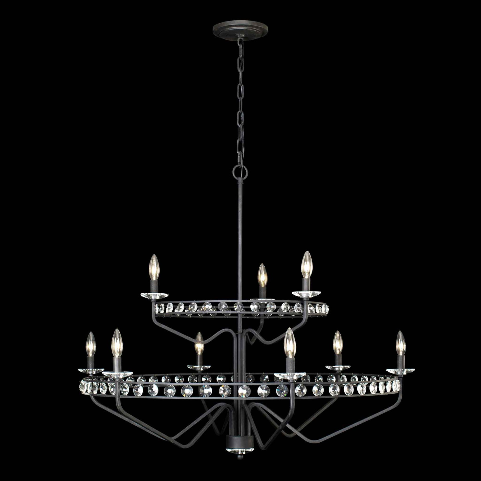 9 light 40 inch 2 tier carbon chandelier