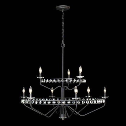 9 light 40 inch 2 tier carbon chandelier