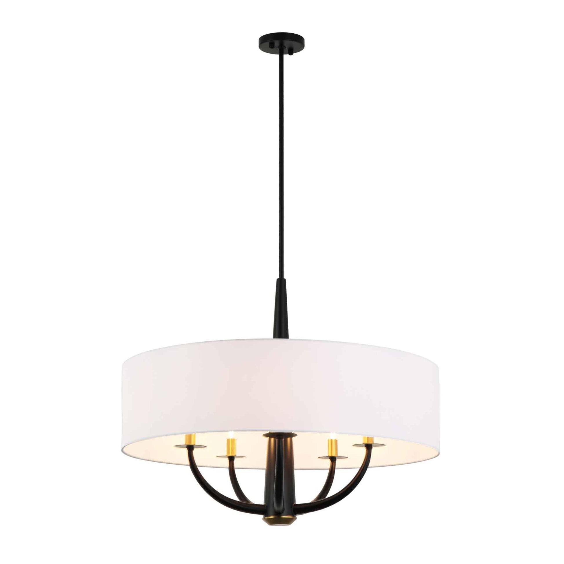 5 light 30 inch black and satin brass pendant