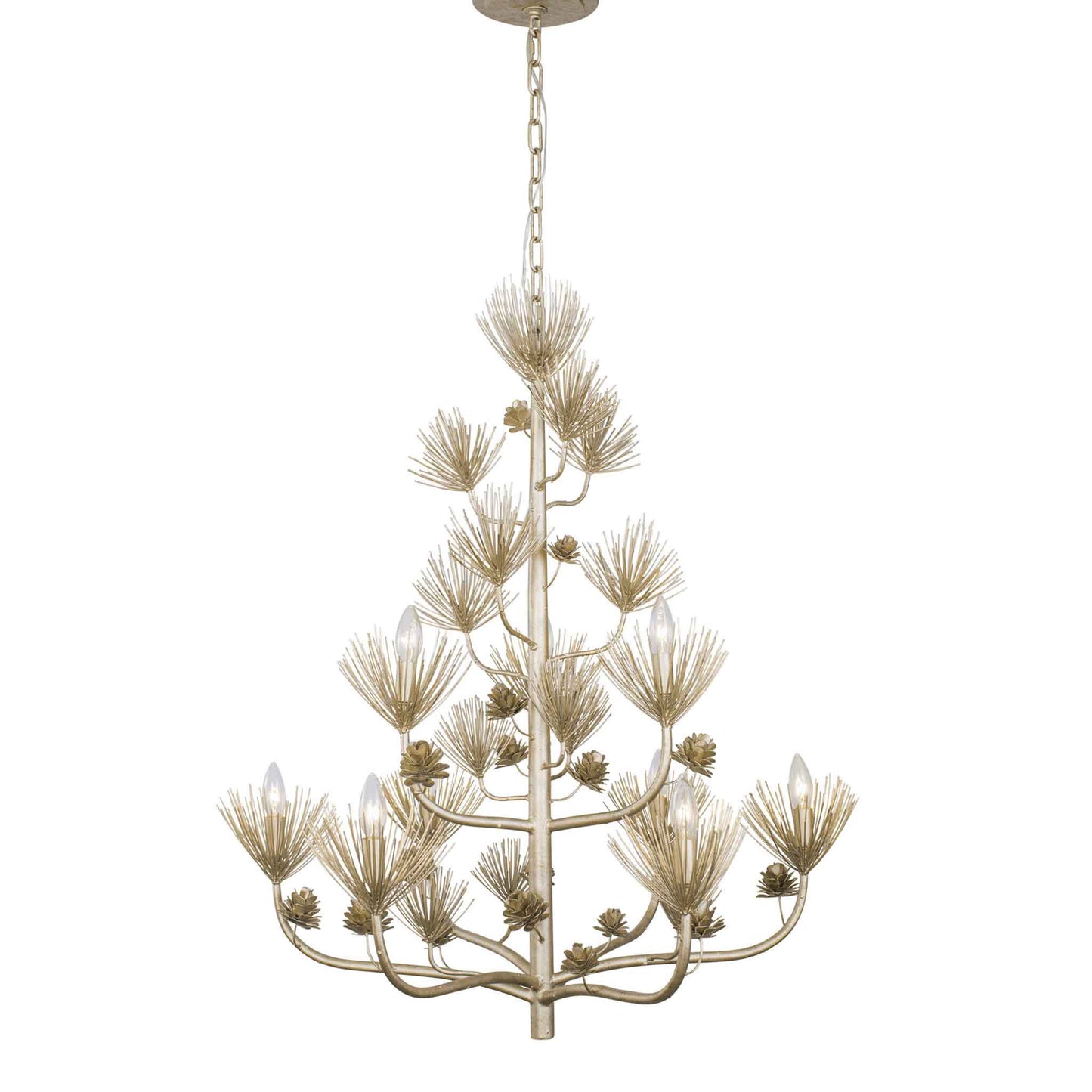 9 light 34 inch 2 tier zen gold chandelier