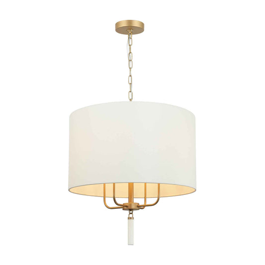 4 light 24 inch gold and white leather pendant