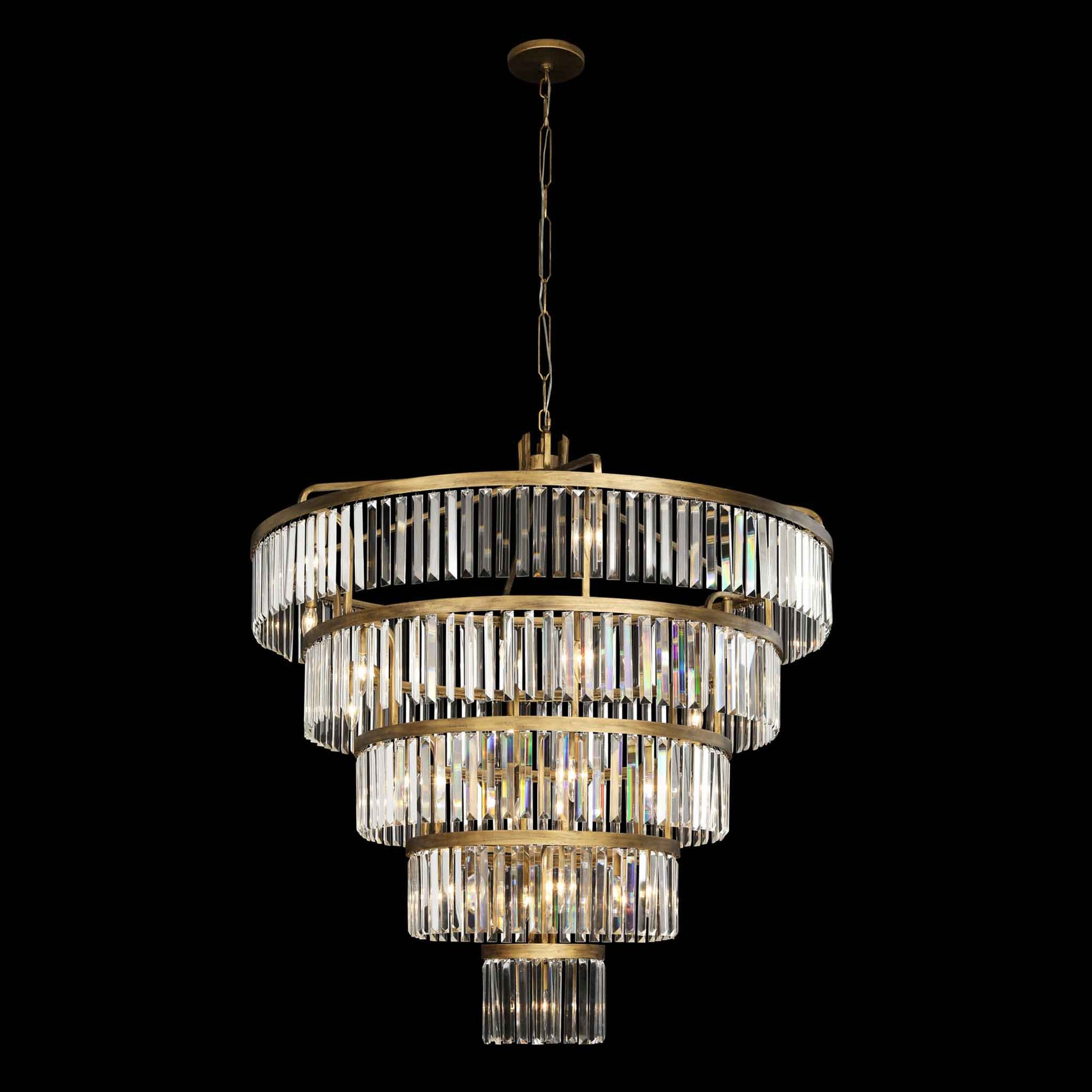 25 light 44 inch 5 tier havana gold pendant