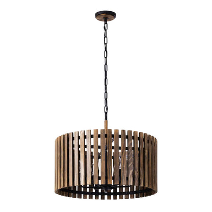 6 light 24 inch black and walnut pendant