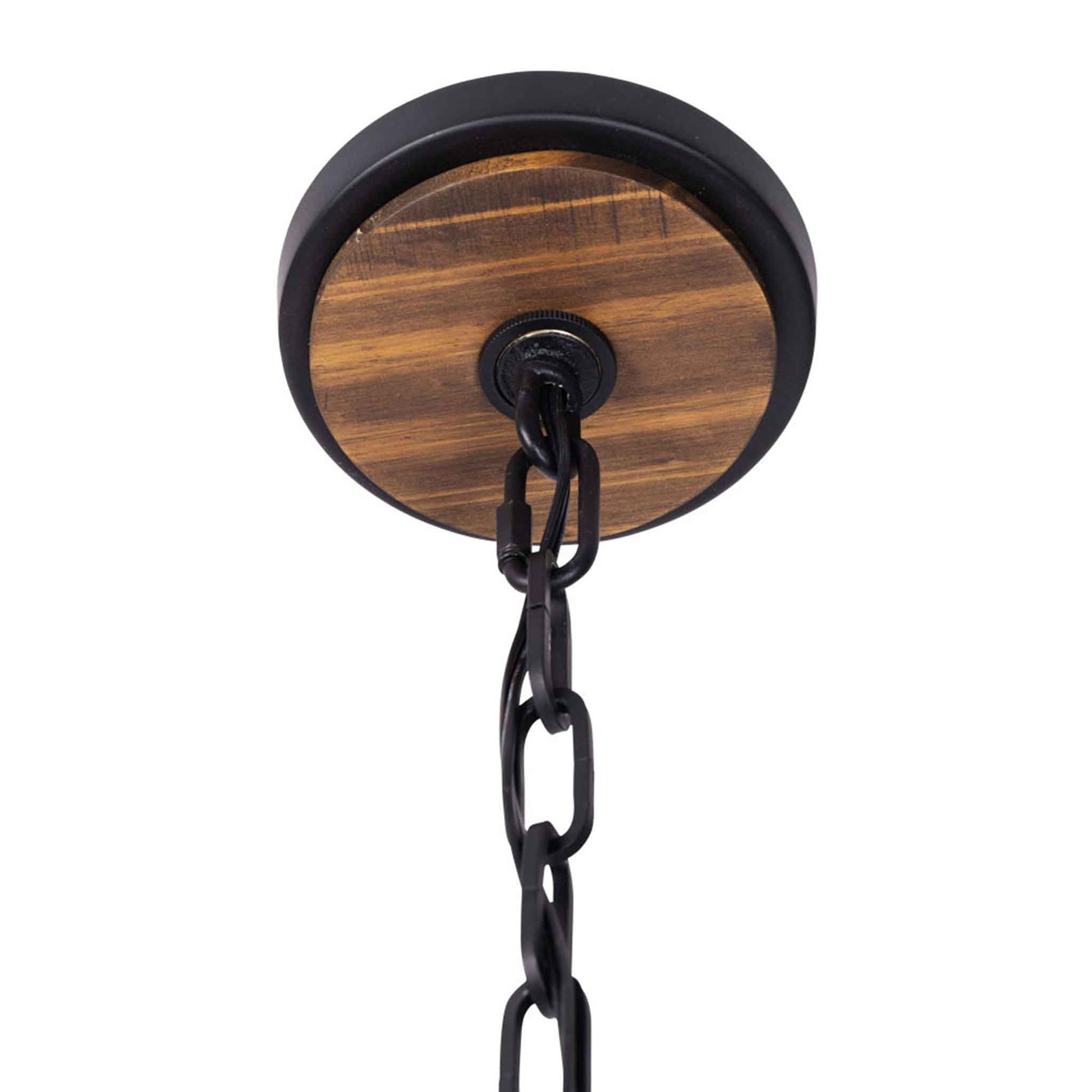 6 light 24 inch black and walnut pendant