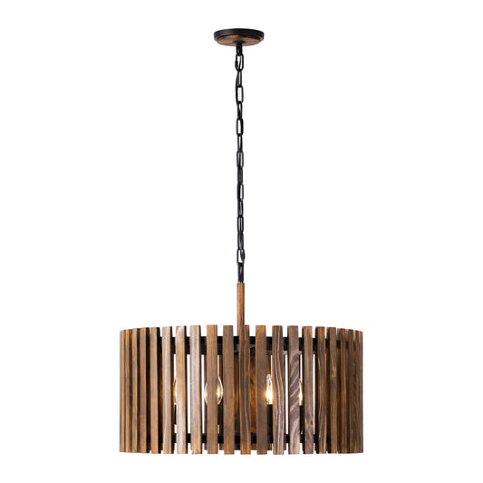 6 light 24 inch black and walnut pendant