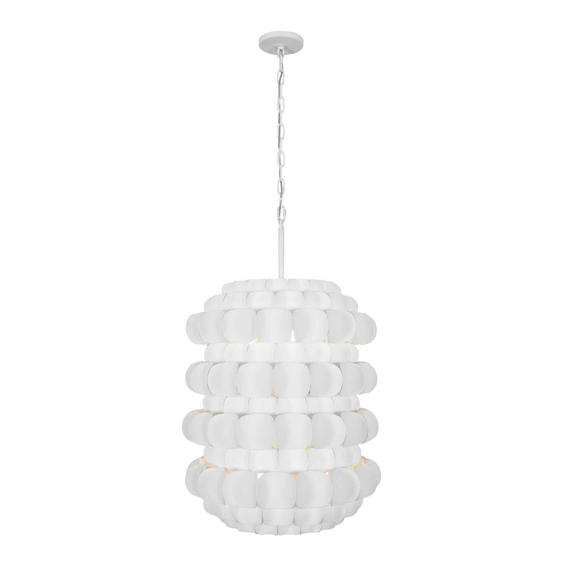 6 light 20 inch matte white pendant