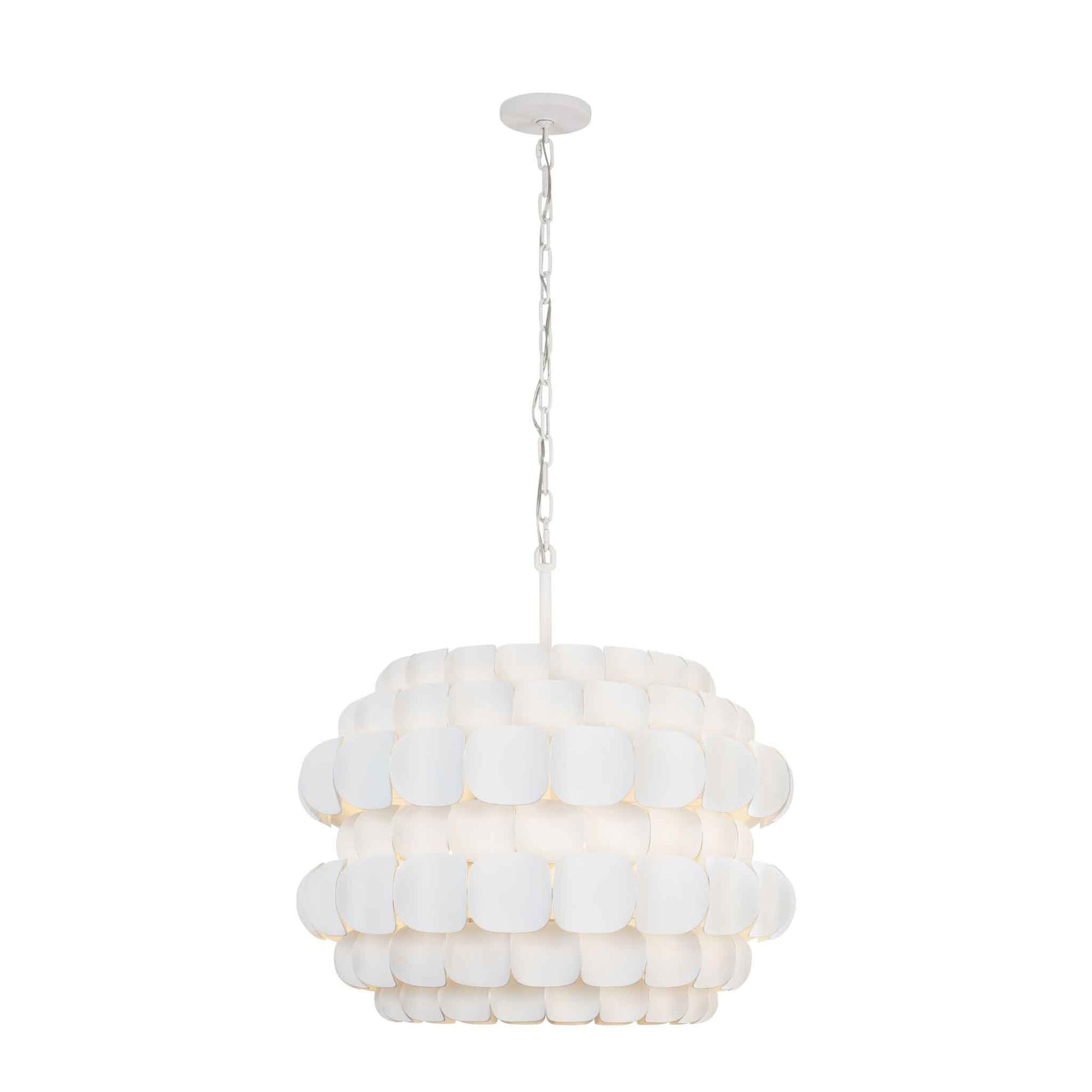 6 light 26 inch matte white pendant