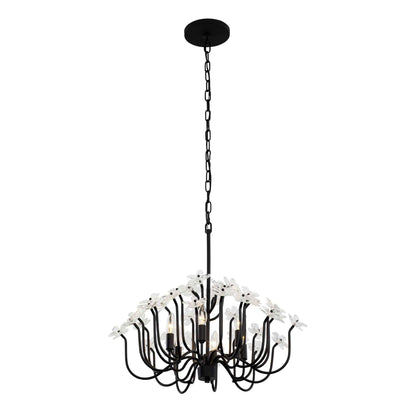 6 light 26 inch matte black chandelier