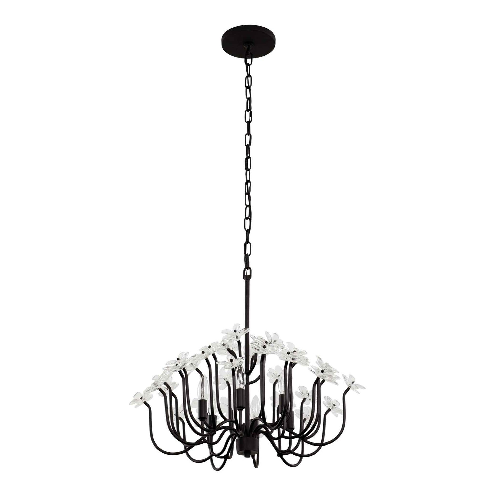 6 light 26 inch matte black chandelier