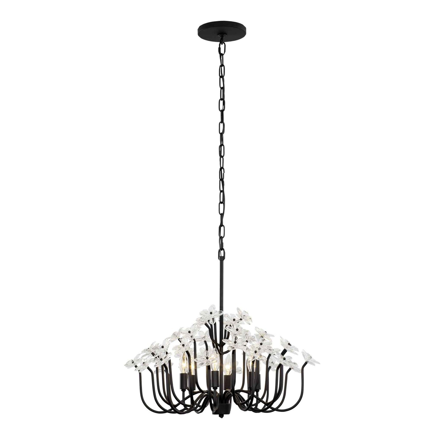 6 light 26 inch matte black chandelier