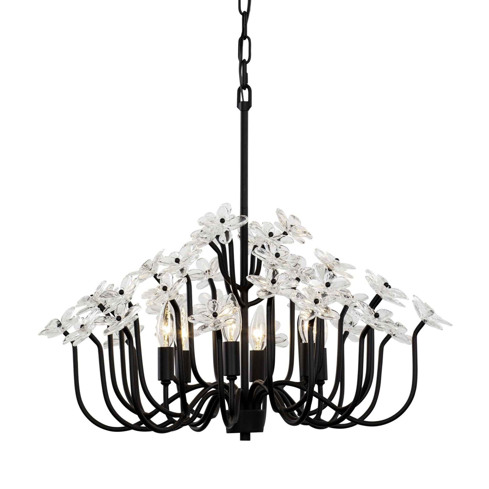 6 light 26 inch matte black chandelier