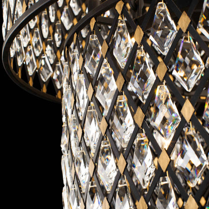 21 light 40 inch 4 tier carbon and gold chandelier