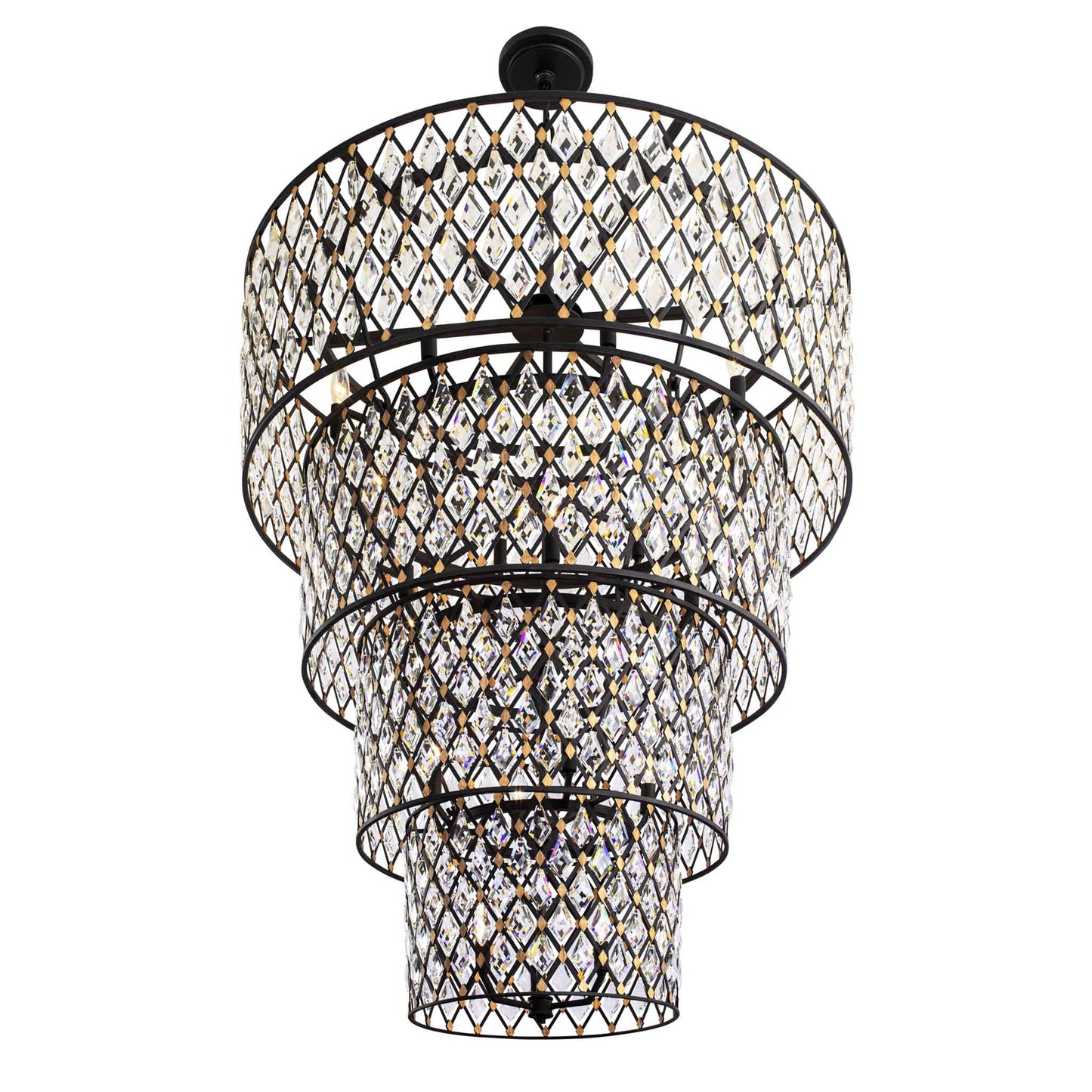 21 light 40 inch 4 tier carbon and gold chandelier