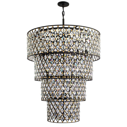 21 light 40 inch 4 tier carbon and gold chandelier