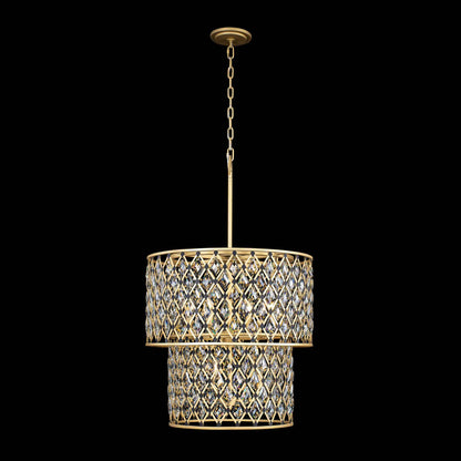 7 light 25 inch 2 tier gold and black chandelier